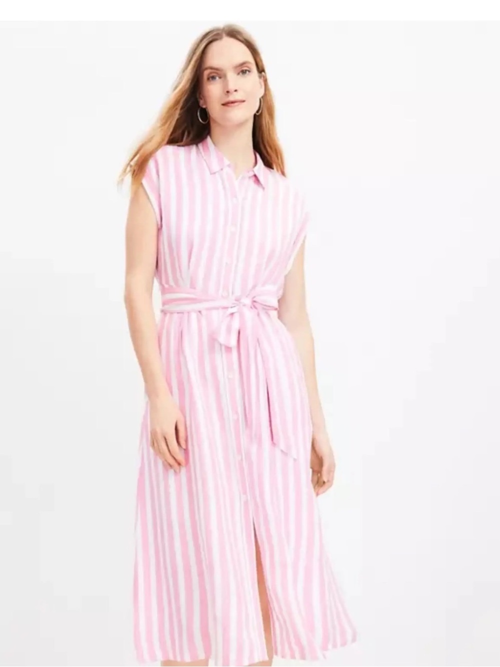 LOFT Poppy Stripe Midi Shirt Dress